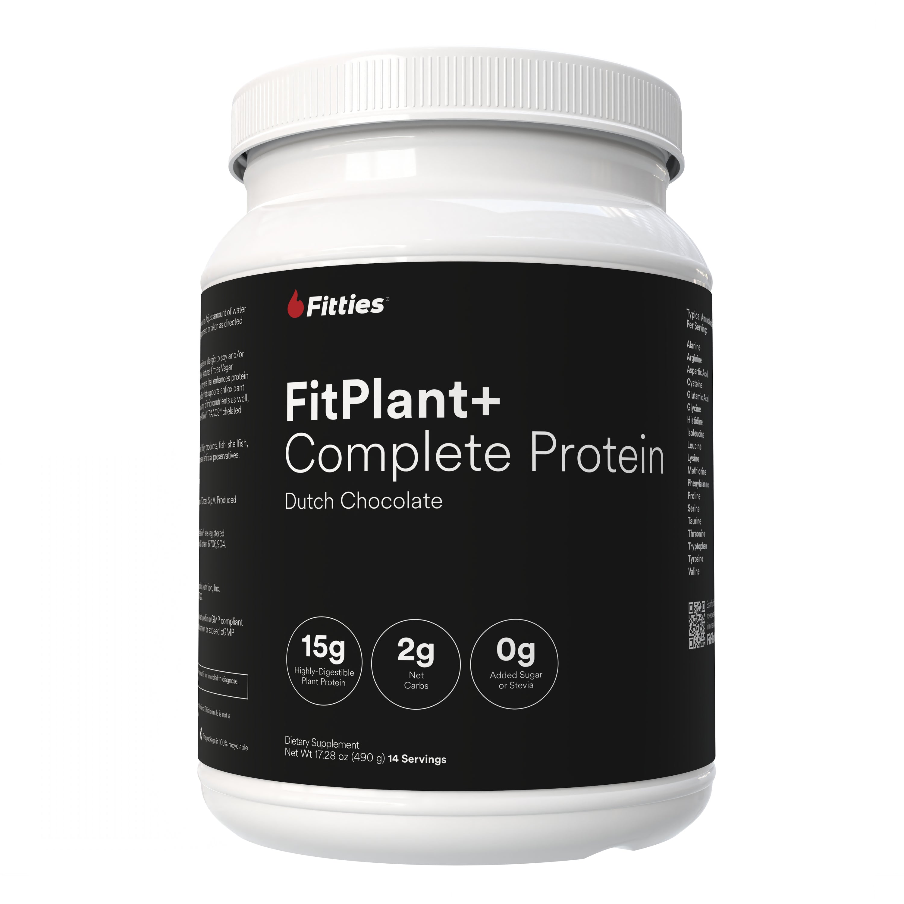 Fitties FitPlant+ supplement container on a white background