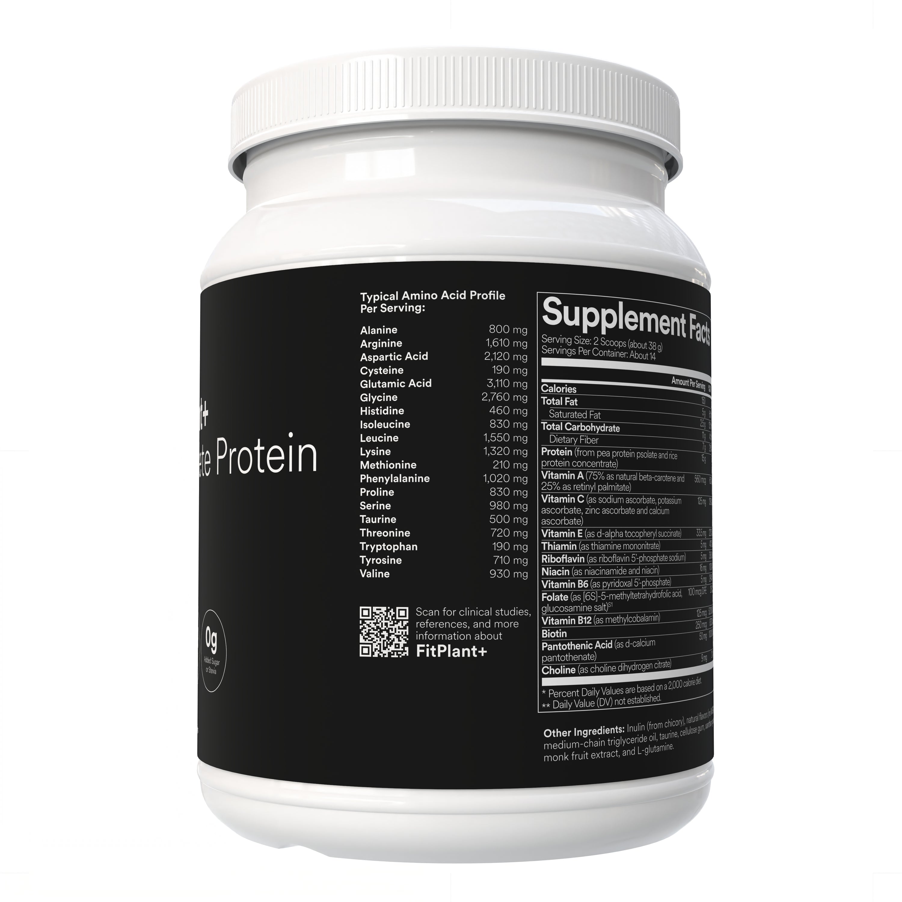 Fitties FitPlant+ supplement container on white background