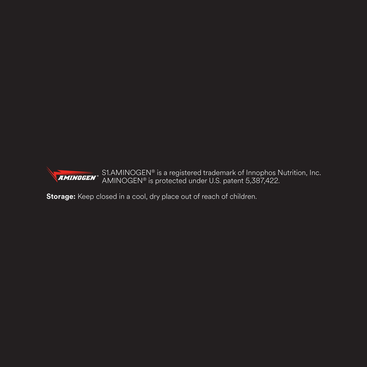 FitWhey+ Vanilla whey protein label, Aminogen trademark note and storage