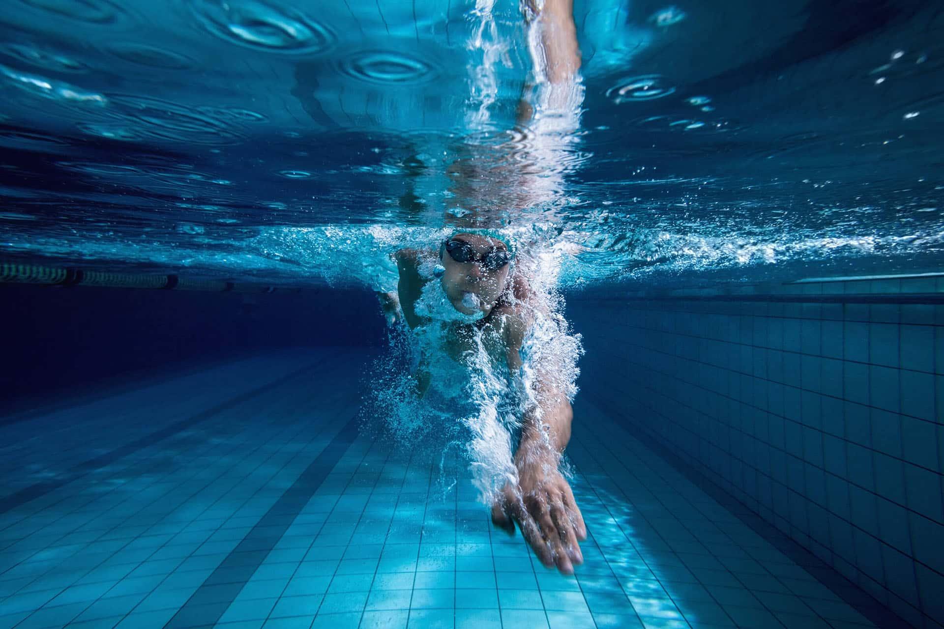Male swimmer in lap pool