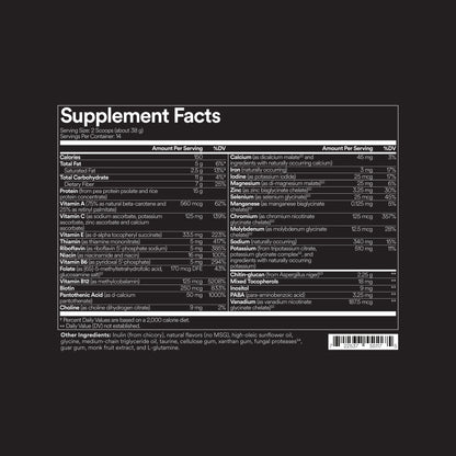 FitPlant+ Vanilla plant protein label, Supplement Facts panel and other ingredients
