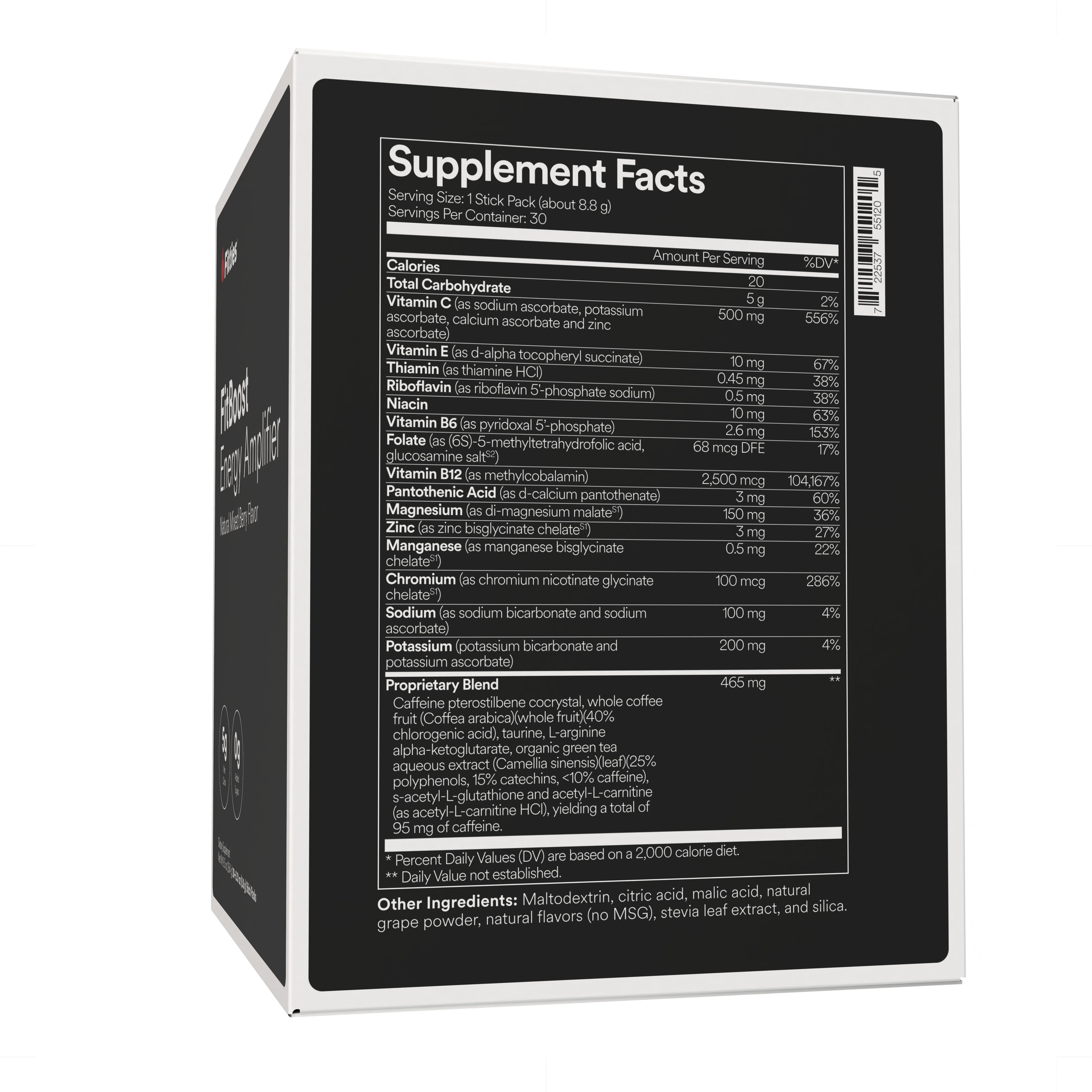 Fitties FitBoost packaging showing supplement facts panel