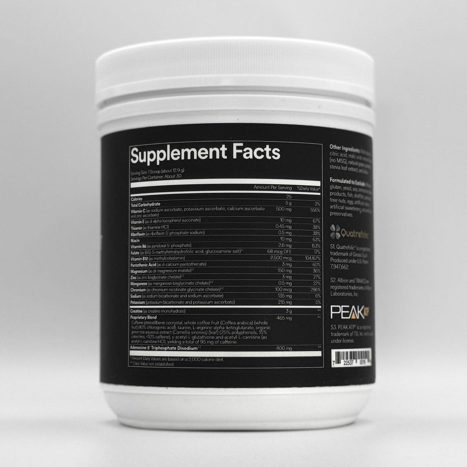 Fitties FitBoost+ supplement facts label