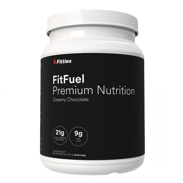 Fitties FitFuel supplement container on a white background