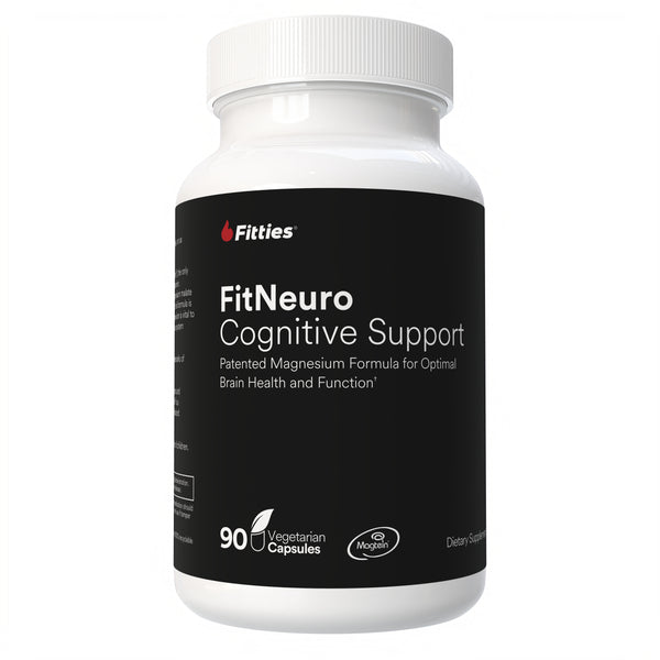 Fitties FitNeuro Cognitive Support supplement bottle on a white background