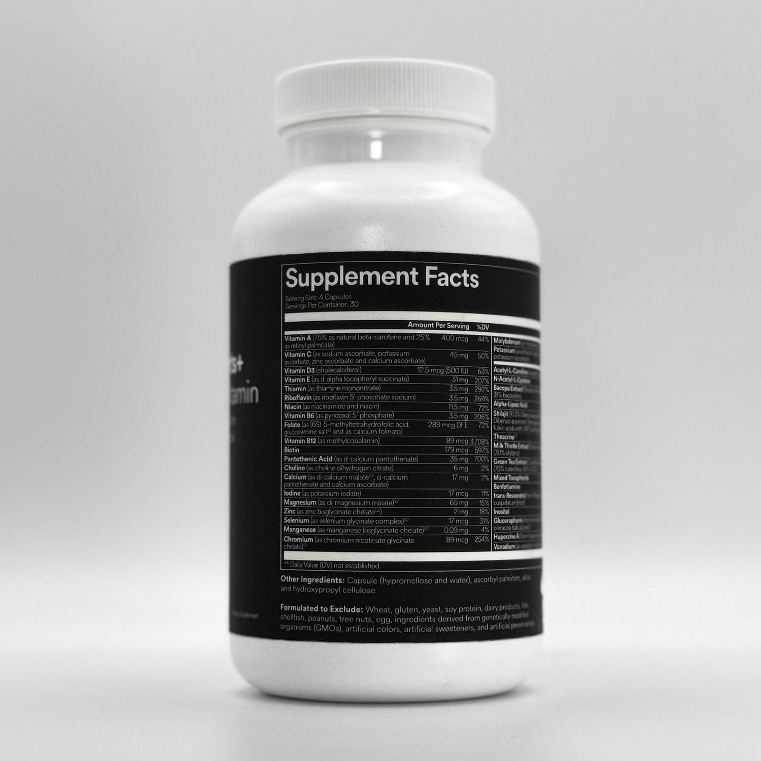 Fitties FitNutrients+ supplement facts label