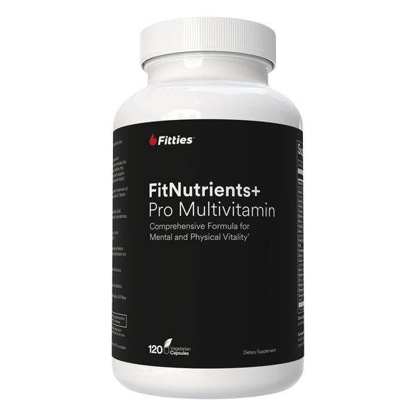 Fitties FitNutrients+ Pro Multivitamin bottle on a white background