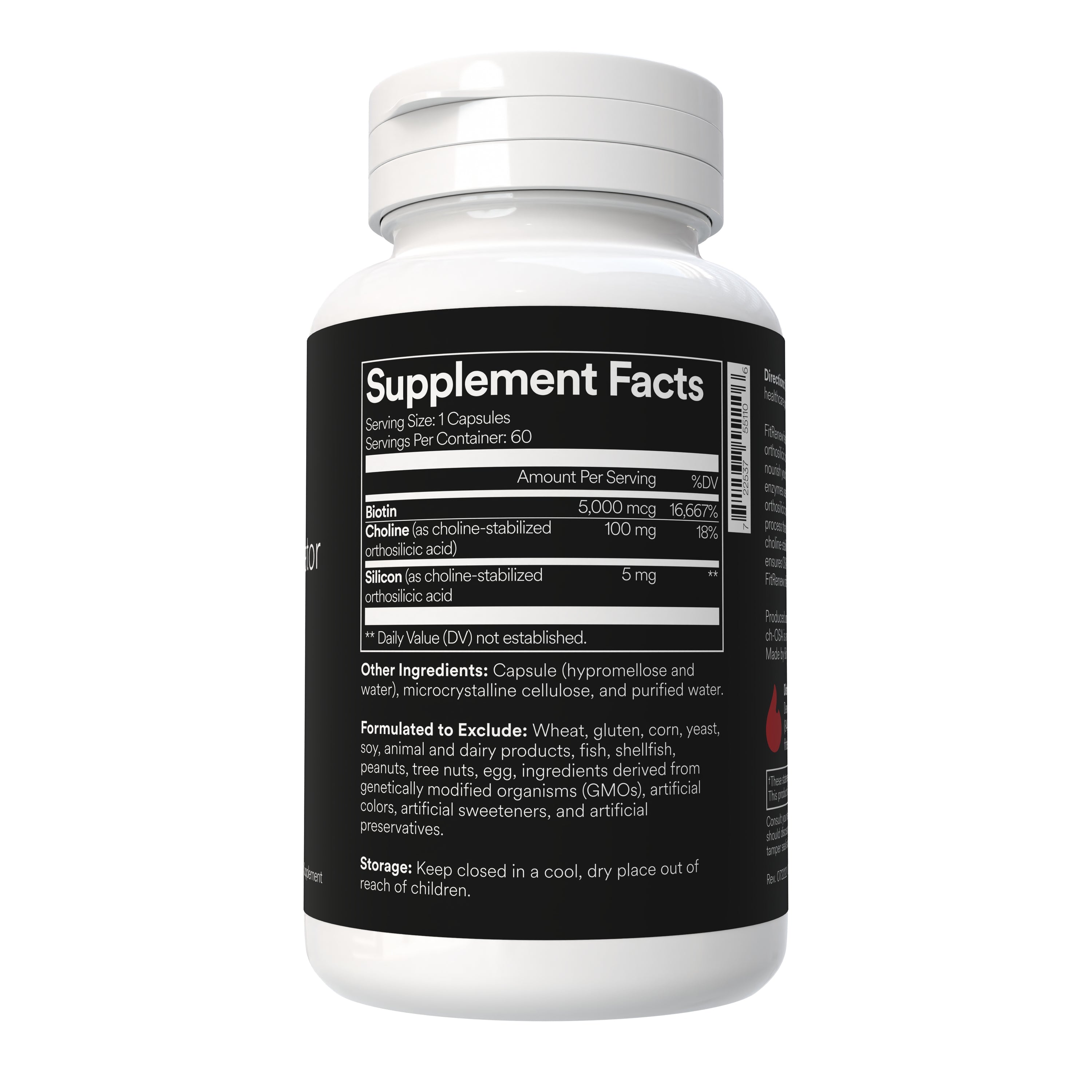 Fitties FitRenew supplement bottle with supplement facts on a white background
