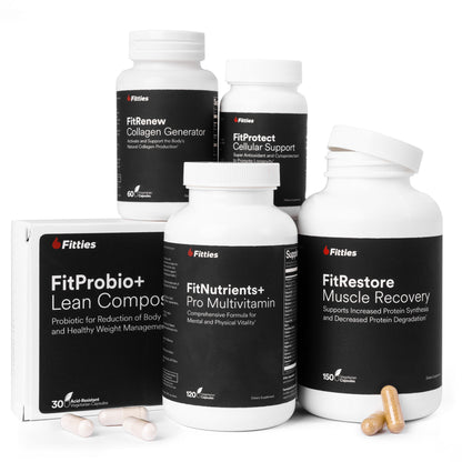 Fitties Wellness Wonder Stack with FitProbio+, FitNutrients+, FitRestore, FitRenew, and FitProtect